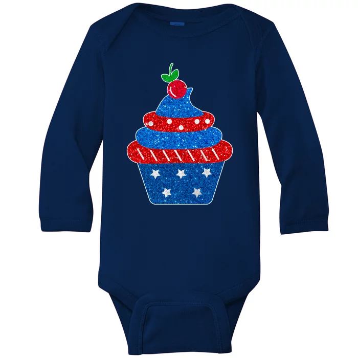 USA Cupcake Cherry On Top Baby Long Sleeve Bodysuit