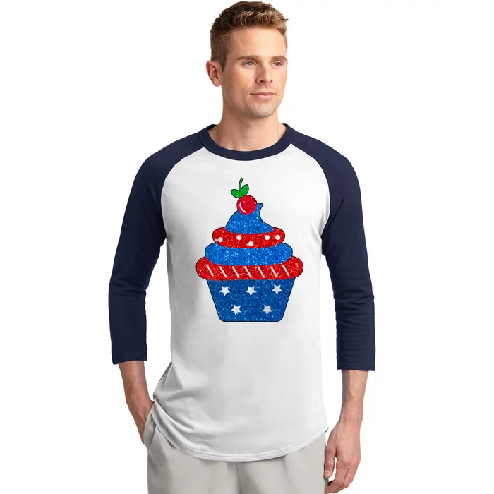 USA Cupcake Cherry On Top Baseball Sleeve Shirt