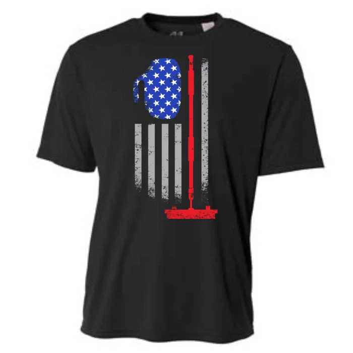 USA Curling Flag Cooling Performance Crew T-Shirt