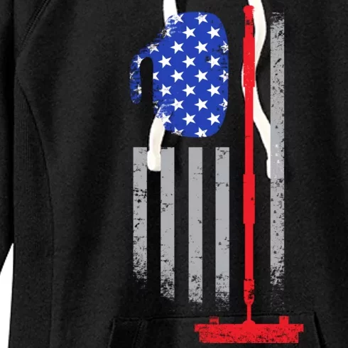 USA Curling Flag Women's Fleece Hoodie