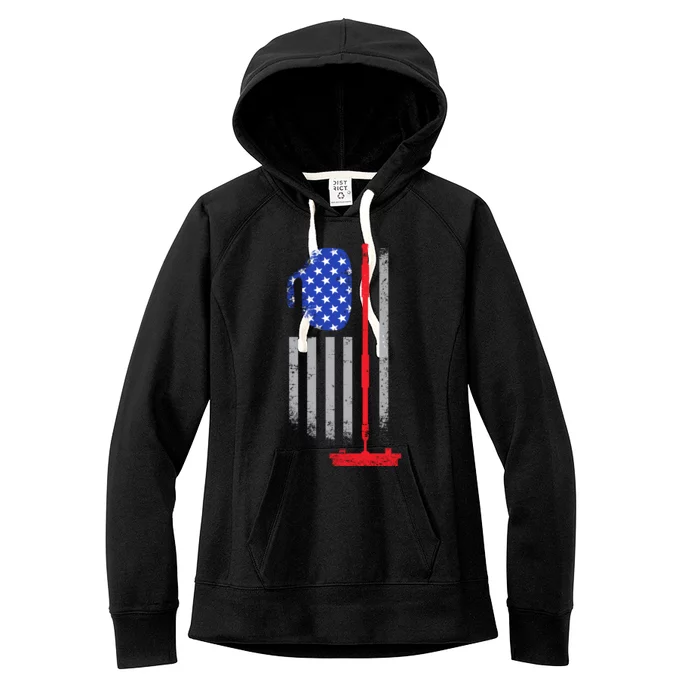 USA Curling Flag Women's Fleece Hoodie