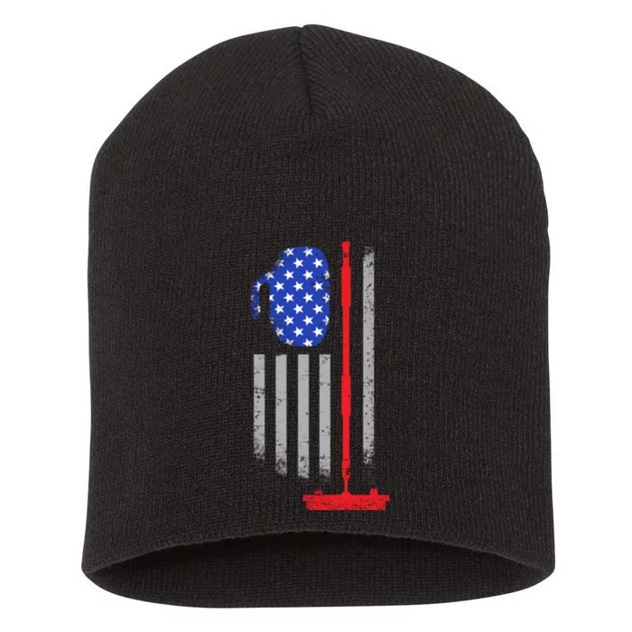 USA Curling Flag Short Acrylic Beanie