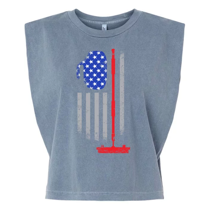 USA Curling Flag Garment-Dyed Women's Muscle Tee