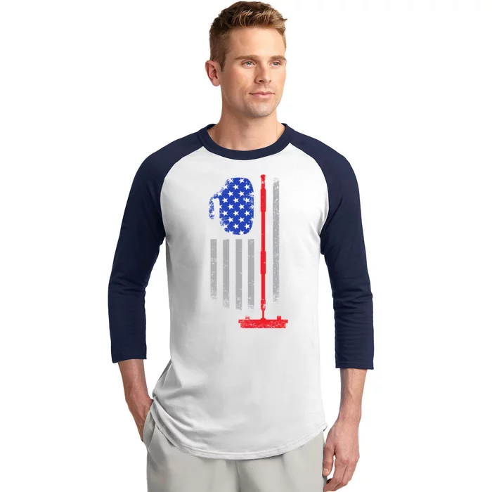 USA Curling Flag Baseball Sleeve Shirt