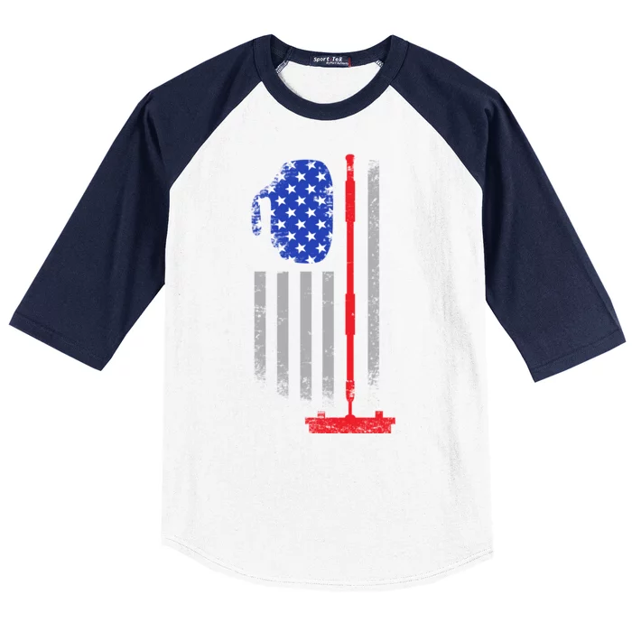 USA Curling Flag Baseball Sleeve Shirt