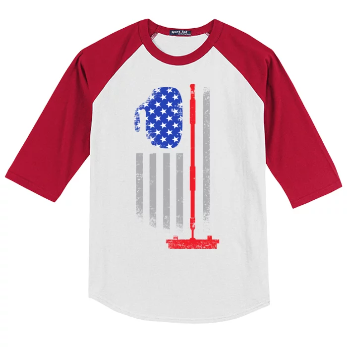 USA Curling Flag Kids Colorblock Raglan Jersey