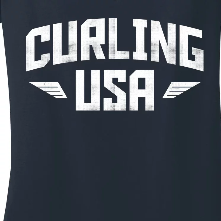 USA Curling Team Women's V-Neck T-Shirt