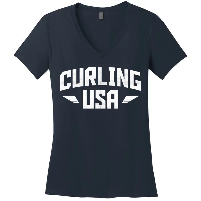 USA Curling Team Women's V-Neck T-Shirt