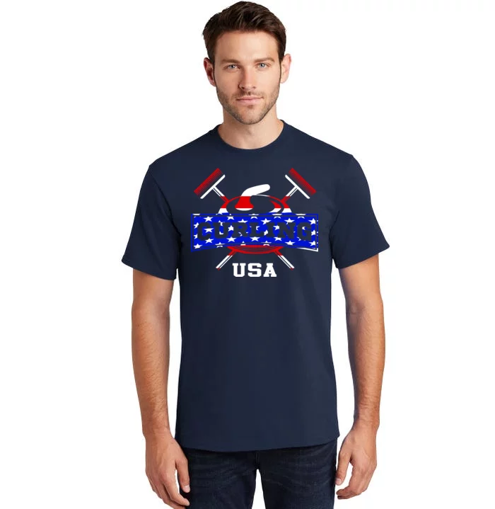 USA Curling Team Champs Winter Sports Games Tall T-Shirt