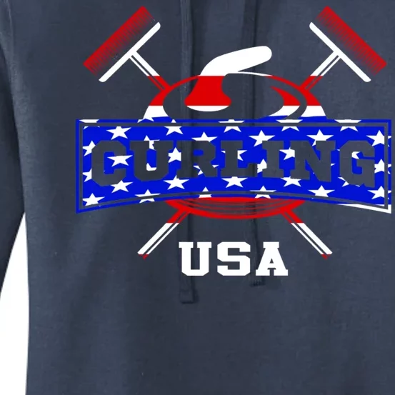 USA Curling Team Champs Winter Sports Games Women's Pullover Hoodie