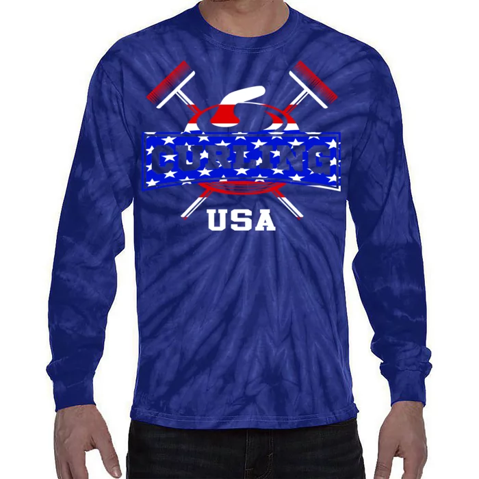 USA Curling Team Champs Winter Sports Games Tie-Dye Long Sleeve Shirt