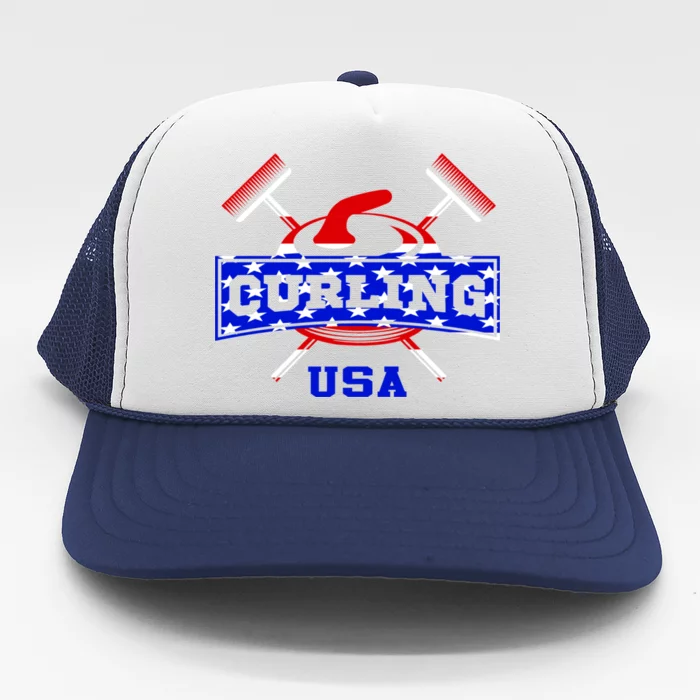 USA Curling Team Champs Winter Sports Games Trucker Hat