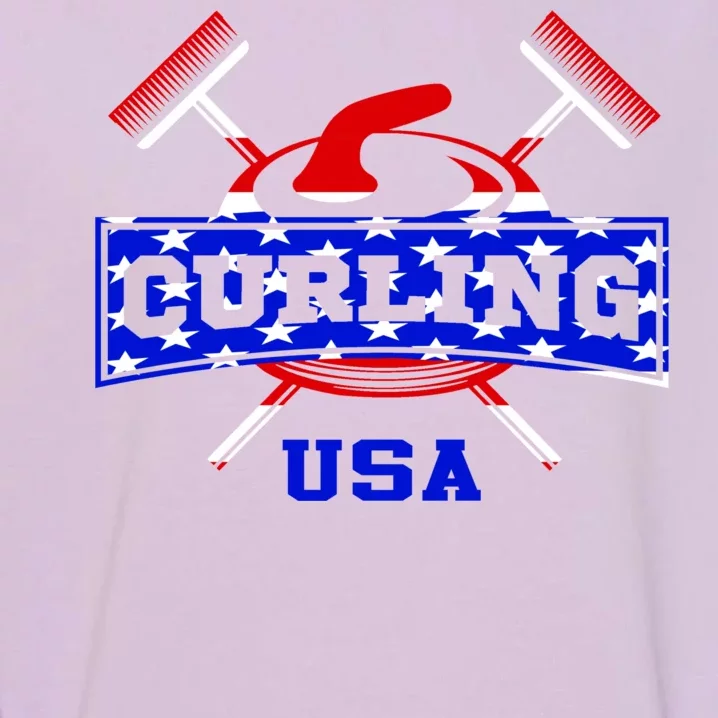 USA Curling Team Champs Winter Sports Games Garment-Dyed Sweatshirt