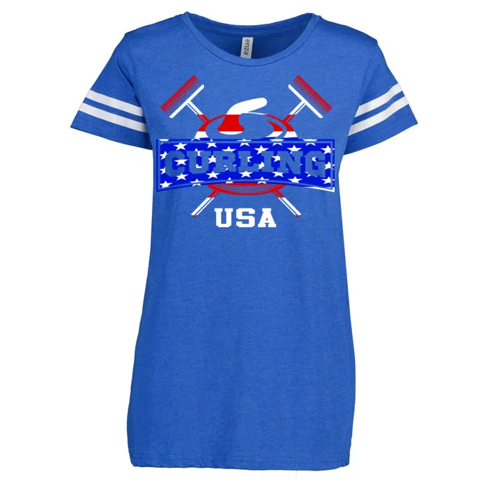 USA Curling Team Champs Winter Sports Games Enza Ladies Jersey Football T-Shirt