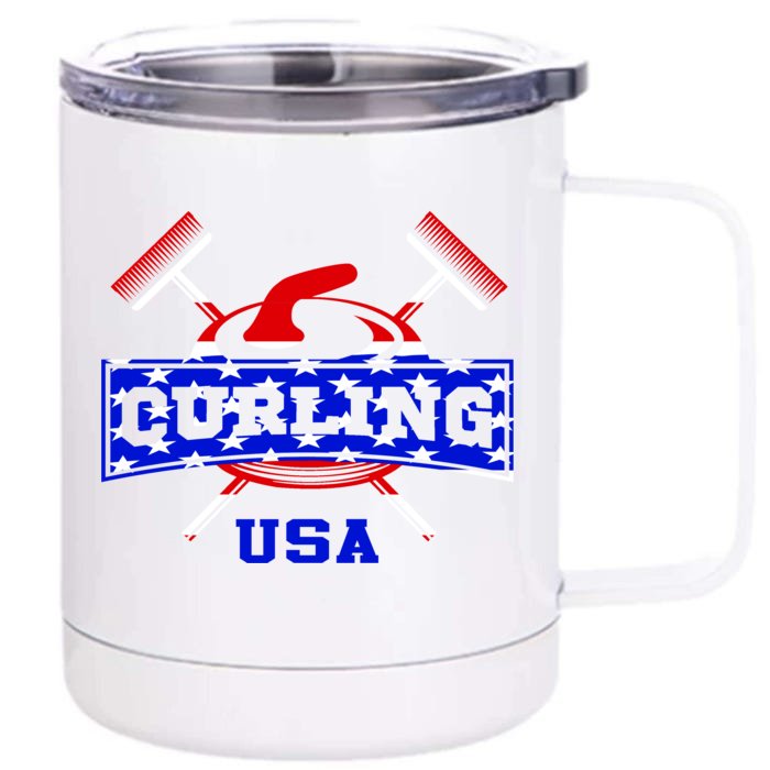 USA Curling Team Champs Winter Sports Games Front & Back 12oz Stainless Steel Tumbler Cup