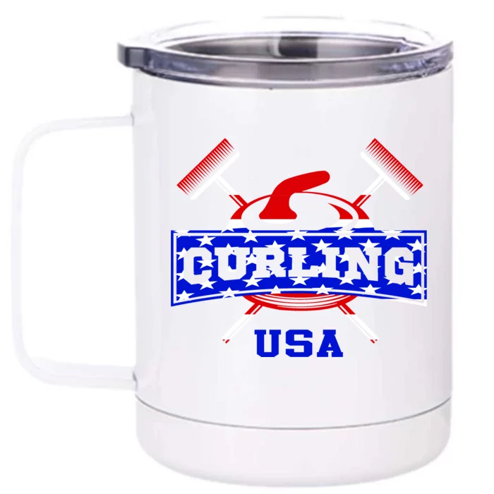 USA Curling Team Champs Winter Sports Games Front & Back 12oz Stainless Steel Tumbler Cup