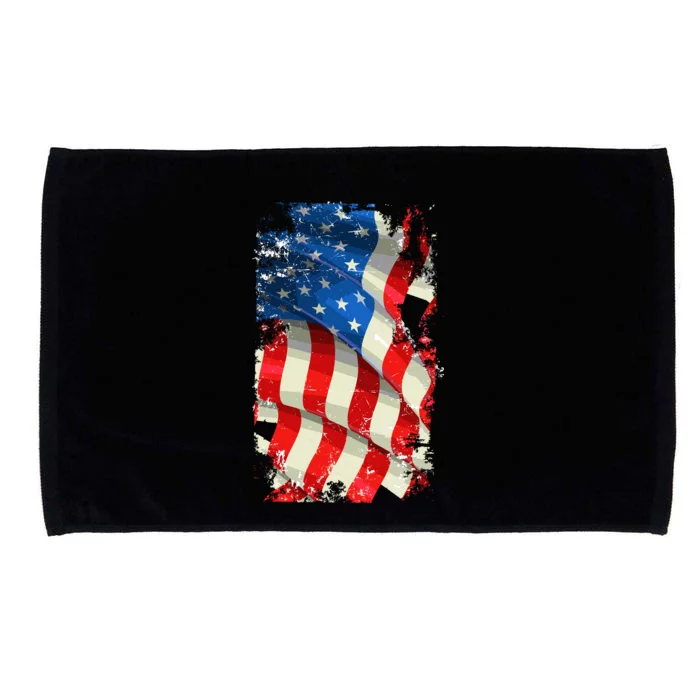 USA Distressed Waving American Flag Microfiber Hand Towel