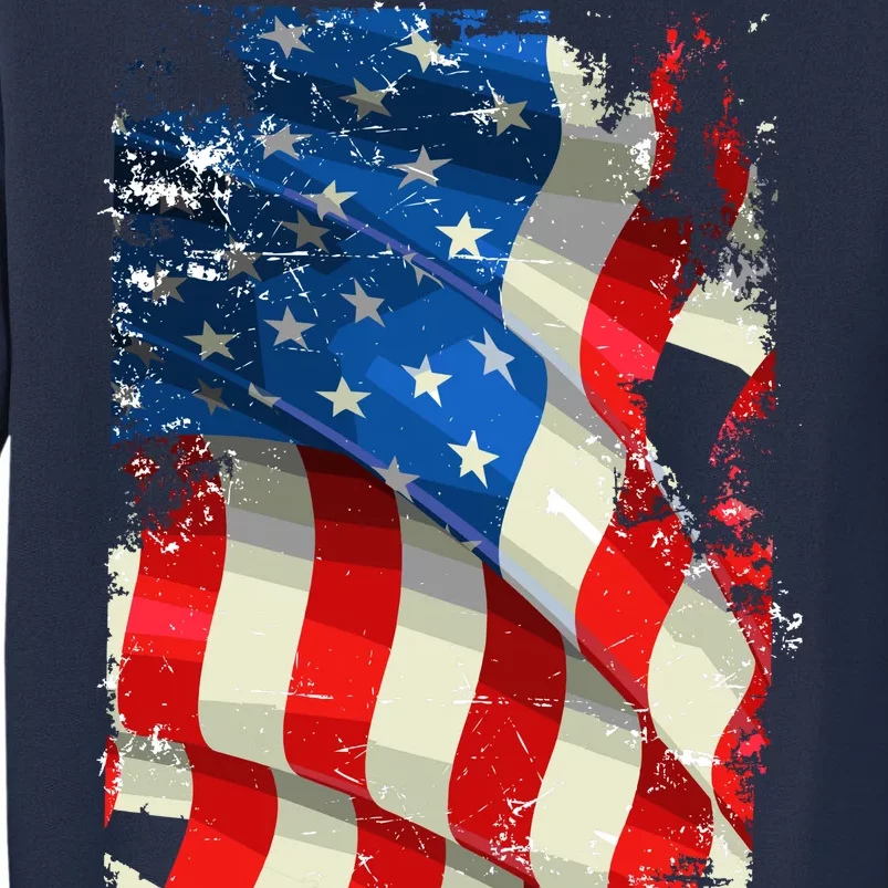 USA Distressed Waving American Flag Sweatshirt