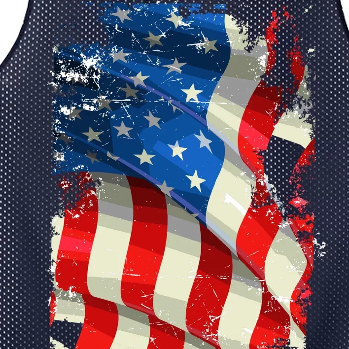 USA Distressed Waving American Flag Mesh Reversible Basketball Jersey Tank