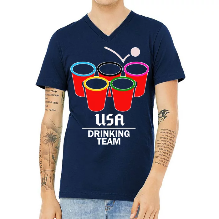 USA Drinking Team Beer Pong V-Neck T-Shirt