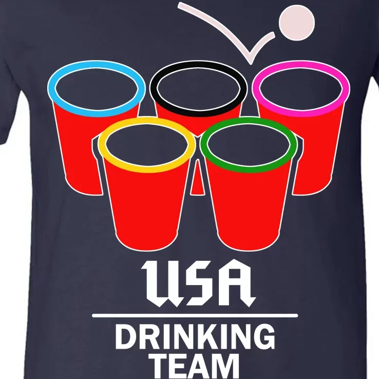 USA Drinking Team Beer Pong V-Neck T-Shirt