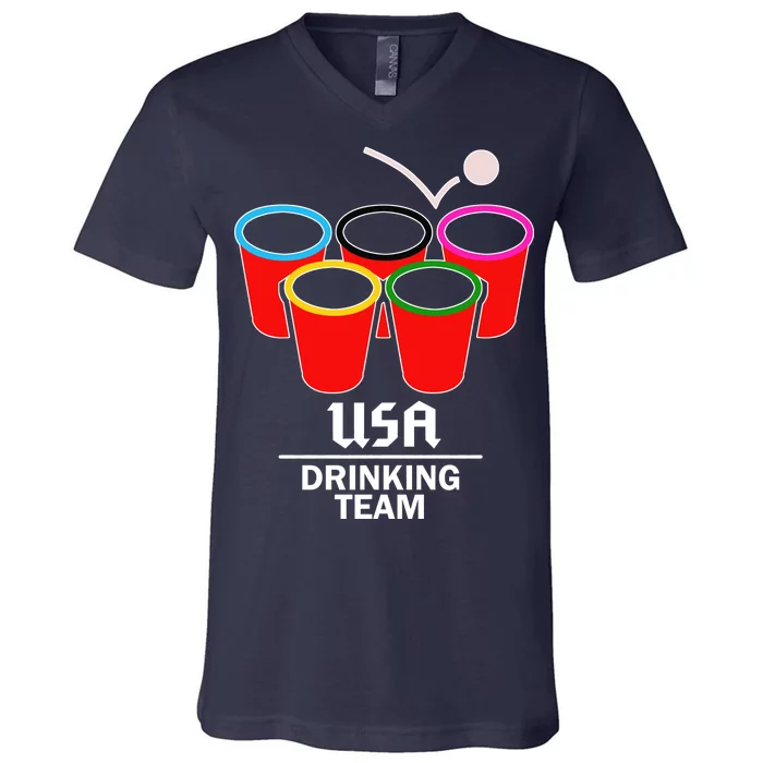 USA Drinking Team Beer Pong V-Neck T-Shirt