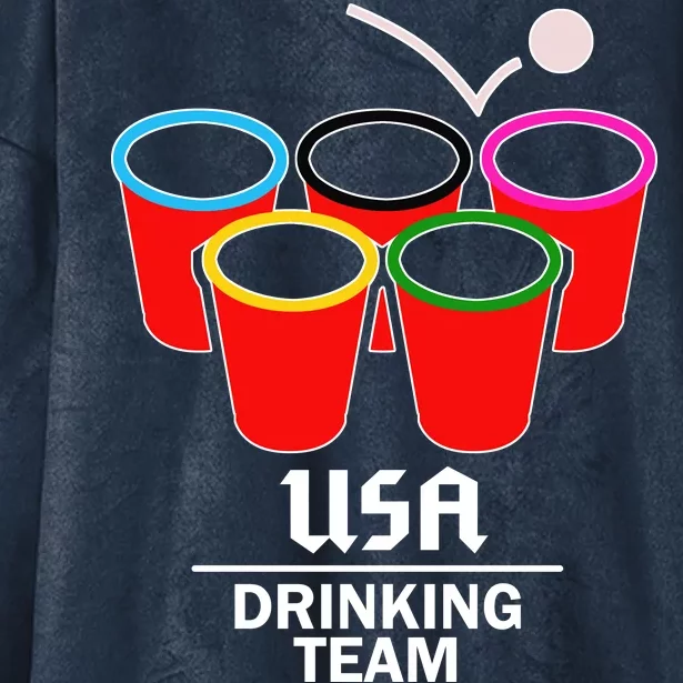 USA Drinking Team Beer Pong Hooded Wearable Blanket