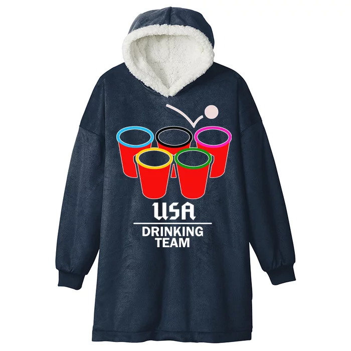 USA Drinking Team Beer Pong Hooded Wearable Blanket