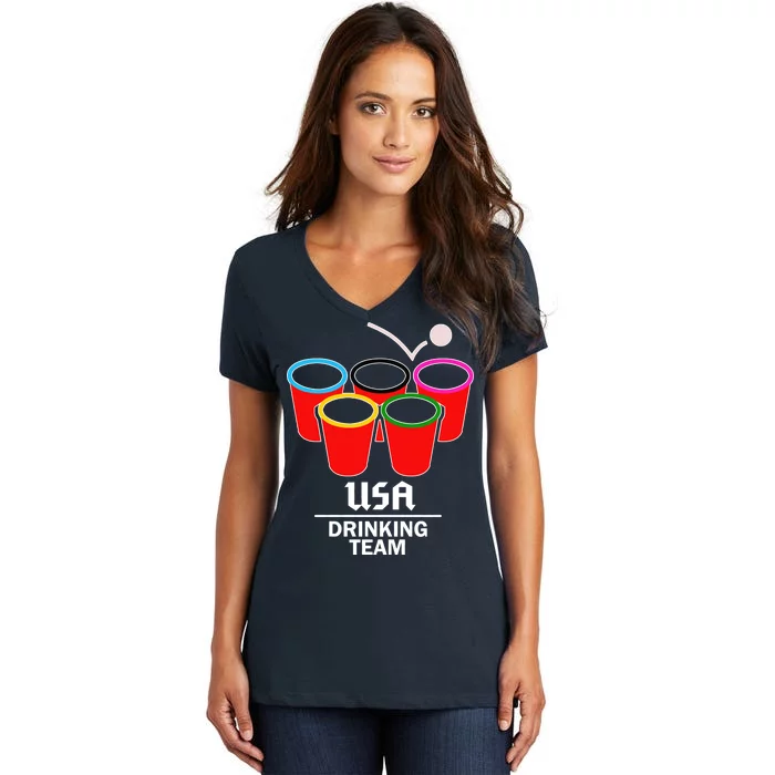 USA Drinking Team Beer Pong Women's V-Neck T-Shirt