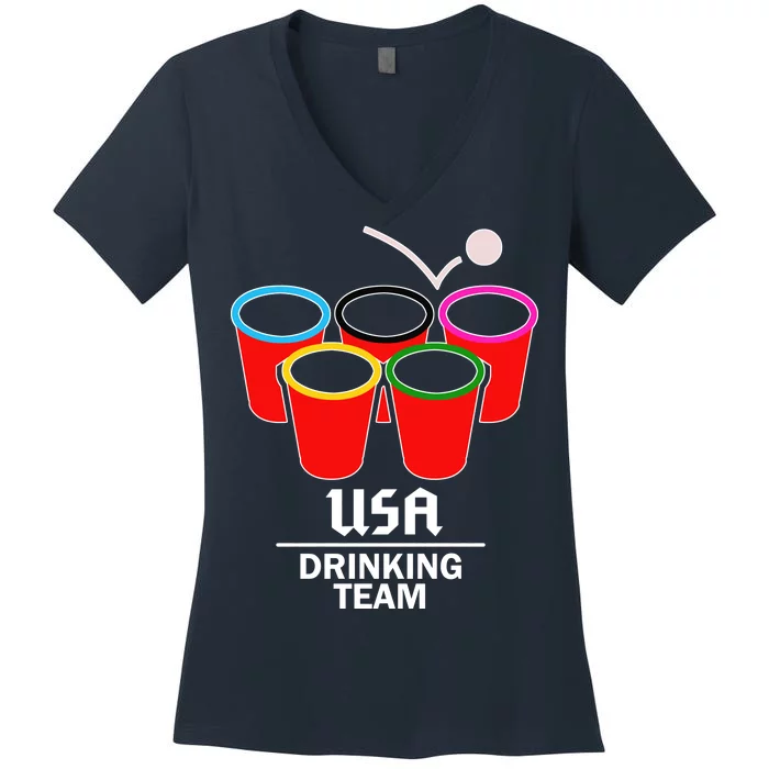 USA Drinking Team Beer Pong Women's V-Neck T-Shirt