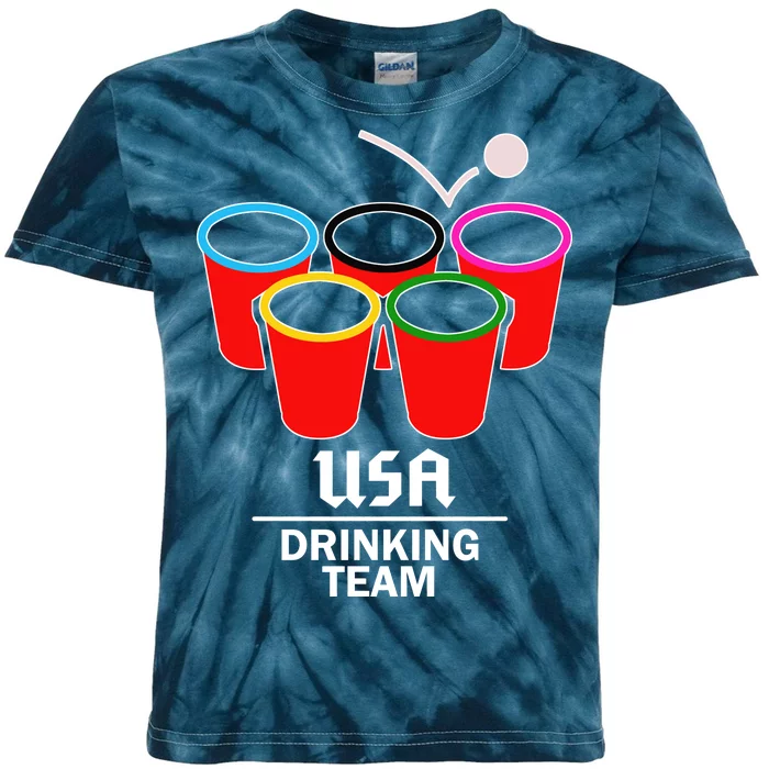 USA Drinking Team Beer Pong Kids Tie-Dye T-Shirt