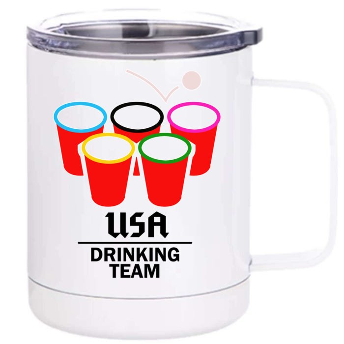 USA Drinking Team Beer Pong Front & Back 12oz Stainless Steel Tumbler Cup