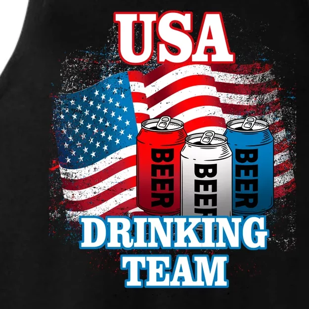 USA Drinking Team Flag Ladies Tri-Blend Wicking Tank