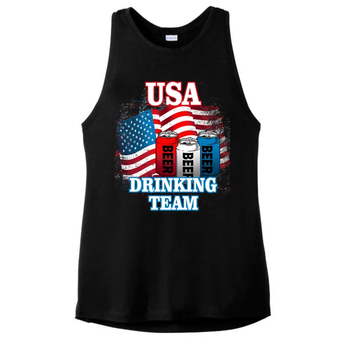 USA Drinking Team Flag Ladies Tri-Blend Wicking Tank