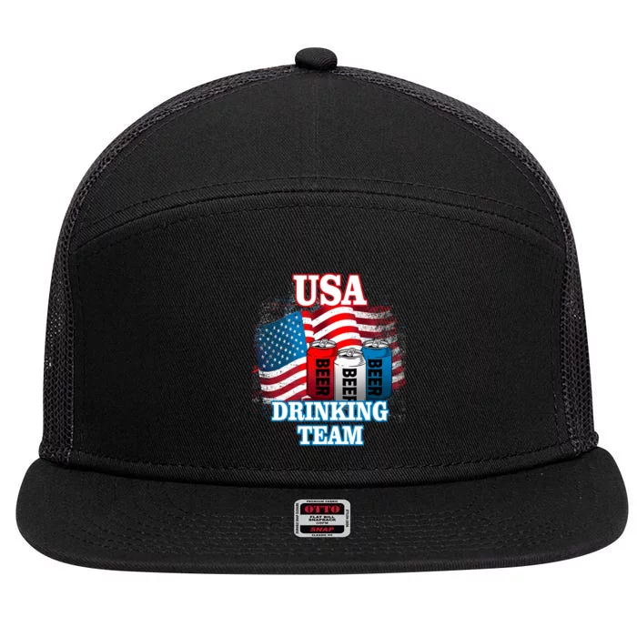 USA Drinking Team Flag 7 Panel Mesh Trucker Snapback Hat