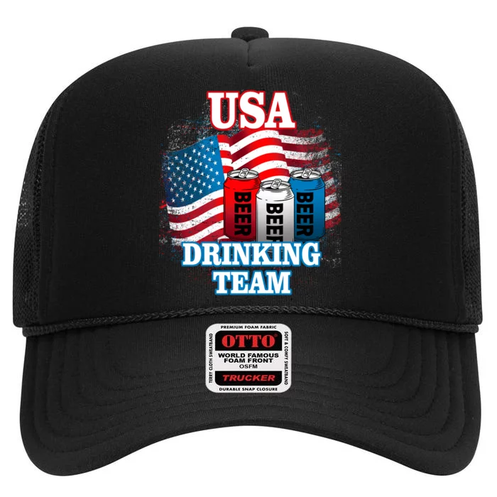 USA Drinking Team Flag High Crown Mesh Trucker Hat