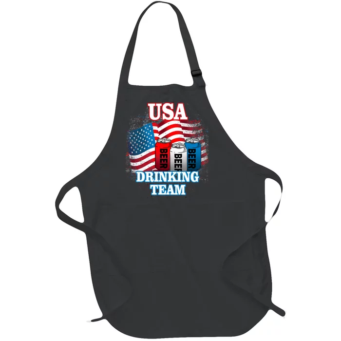 USA Drinking Team Flag Full-Length Apron With Pocket