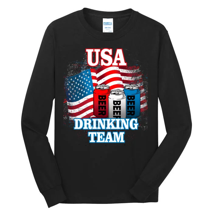 USA Drinking Team Flag Tall Long Sleeve T-Shirt