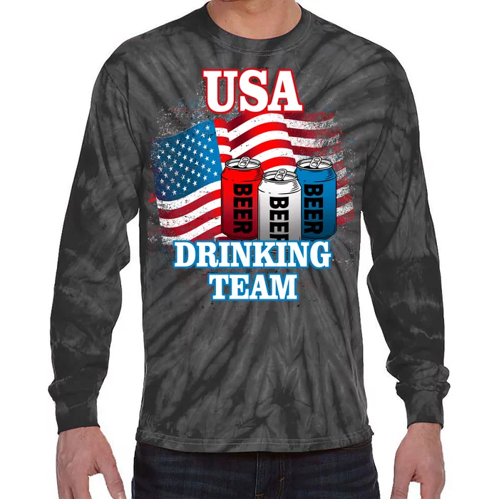 USA Drinking Team Flag Tie-Dye Long Sleeve Shirt