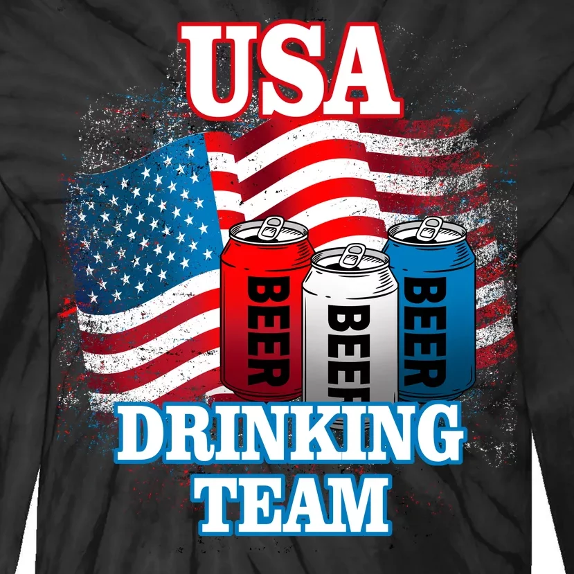 USA Drinking Team Flag Tie-Dye Long Sleeve Shirt