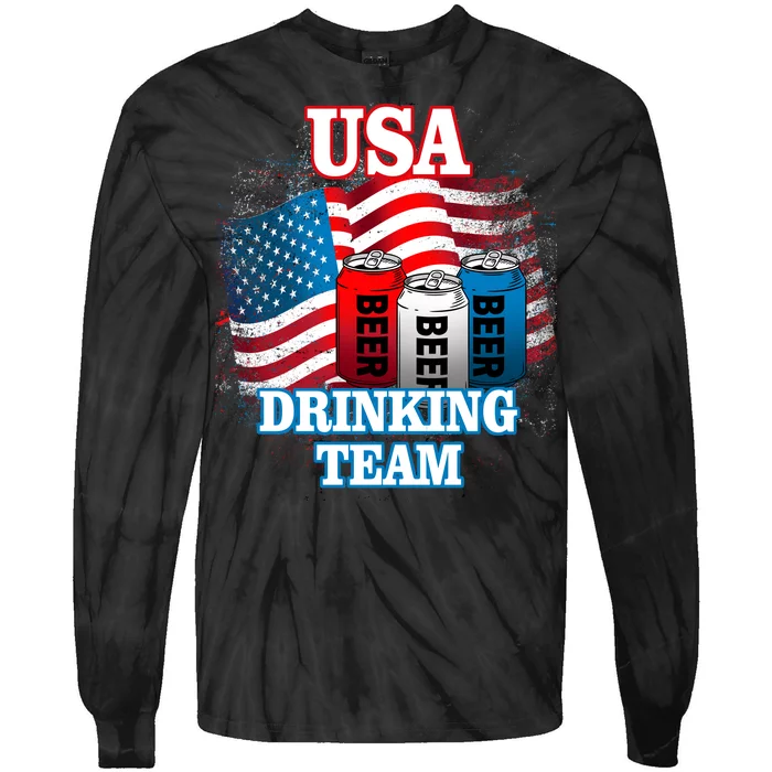 USA Drinking Team Flag Tie-Dye Long Sleeve Shirt