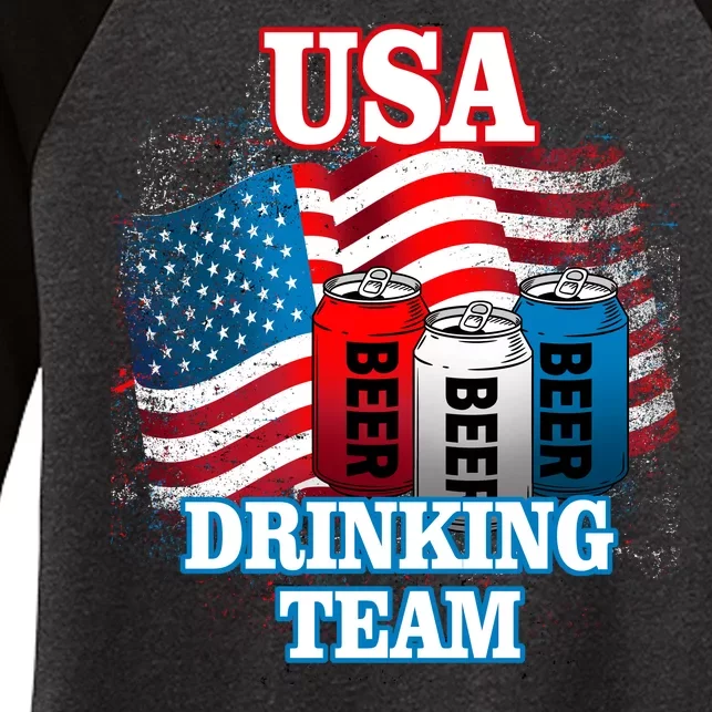 USA Drinking Team Flag Women's Tri-Blend 3/4-Sleeve Raglan Shirt