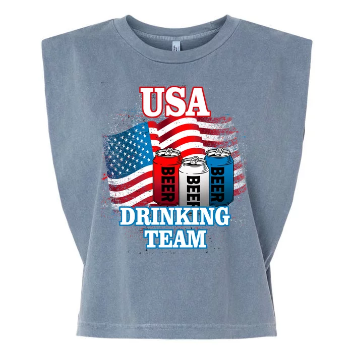 USA Drinking Team Flag Garment-Dyed Women's Muscle Tee