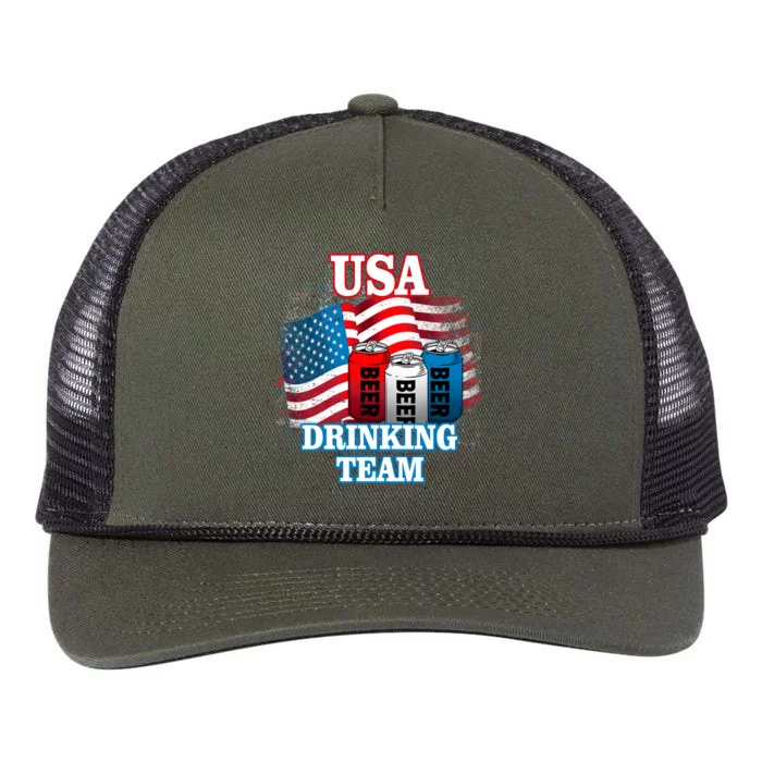 USA Drinking Team Flag Retro Rope Trucker Hat Cap