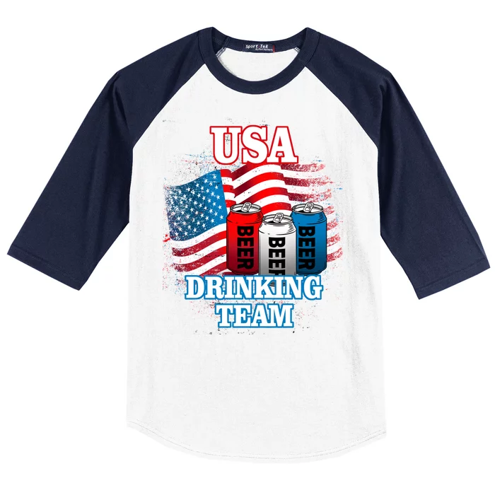 USA Drinking Team Flag Baseball Sleeve Shirt