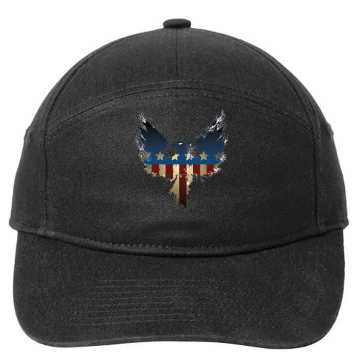 USA Eagle American Flag Grunge 7-Panel Snapback Hat