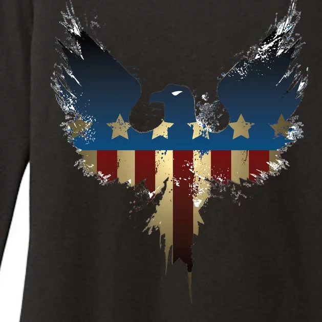 USA Eagle American Flag Grunge Womens CVC Long Sleeve Shirt