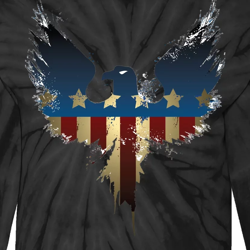 USA Eagle American Flag Grunge Tie-Dye Long Sleeve Shirt