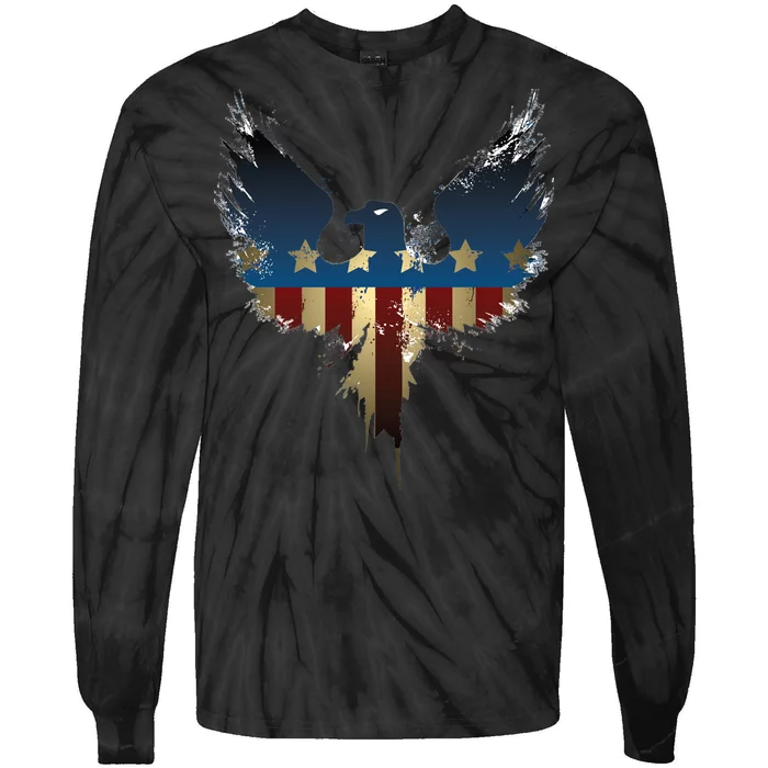 USA Eagle American Flag Grunge Tie-Dye Long Sleeve Shirt