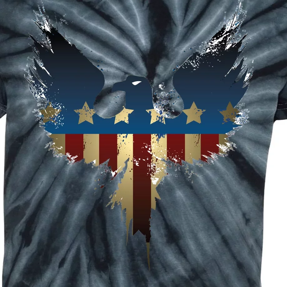 USA Eagle American Flag Grunge Kids Tie-Dye T-Shirt